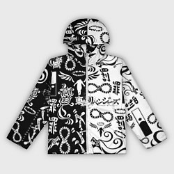 Ветровка с капюшоном женская ТОКИЙСКИЕ МСТИТЕЛИ ЛОГОБОМБИНГ ЧБ, цвет: 3D-белый