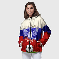 Ветровка с капюшоном женская Российский футбол, цвет: 3D-черный — фото 2