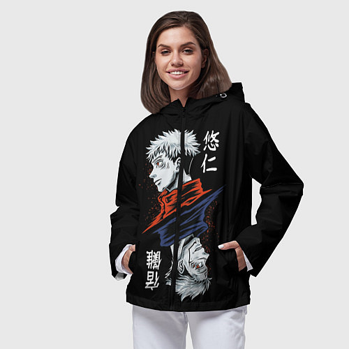 Женская ветровка ИТАДОРИ СУКУНА ITADORI SUKUNA МАГИЧЕСКАЯ БИТВА / 3D-Черный – фото 3