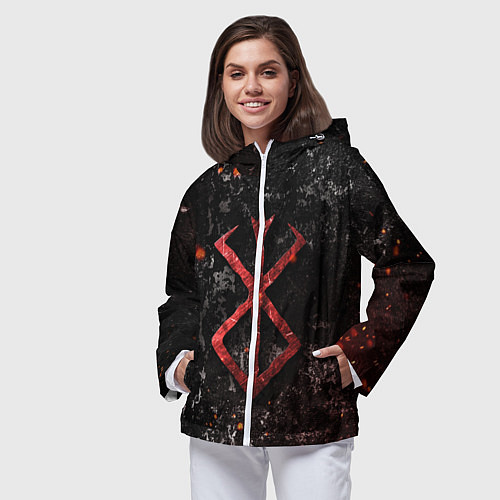 Женская ветровка BERSERK LOGO GRUNGE RED / 3D-Белый – фото 3