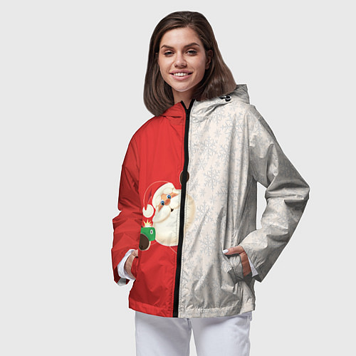 Женская ветровка Дед Мороз селфи / 3D-Черный – фото 3