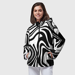 Ветровка с капюшоном женская Черно-белые полосы Black and white stripes, цвет: 3D-черный — фото 2