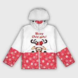Ветровка с капюшоном женская Оленёнок Merry Christmas, цвет: 3D-белый