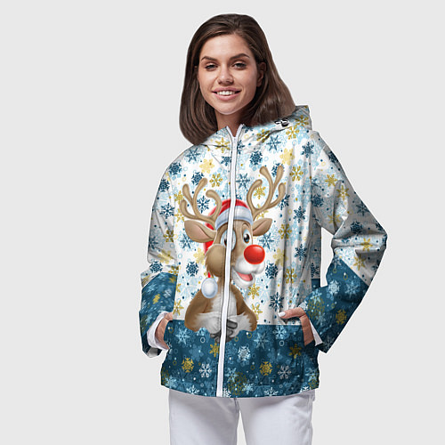 Женская ветровка Весёлый Оленёнок / 3D-Белый – фото 3