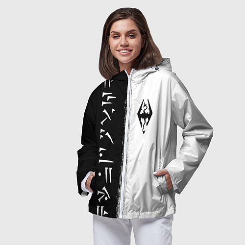 Женская ветровка THE ELDER SCROLLS SKYRIM FUS RO DAH ЧЁРНО БЕЛЫЙ / 3D-Белый – фото 3