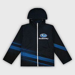 Ветровка с капюшоном женская Subaru, sport style, цвет: 3D-белый