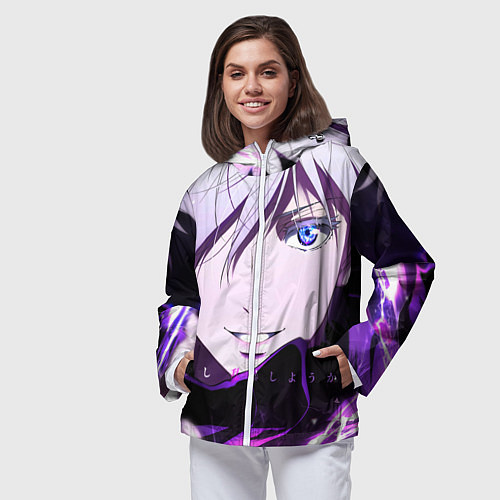 Женская ветровка Сатору Гото кастует заклинание / 3D-Белый – фото 3