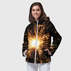 Ветровка с капюшоном женская Фейерверк души, цвет: 3D-белый — фото 2