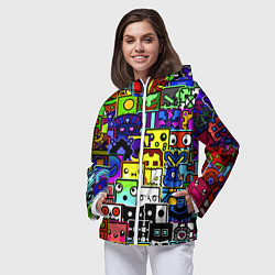 Ветровка с капюшоном женская Geometry Dash: All Skins, цвет: 3D-белый — фото 2