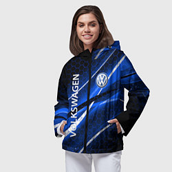 Ветровка с капюшоном женская VOLKSWAGEN LOGO SPORT, цвет: 3D-черный — фото 2