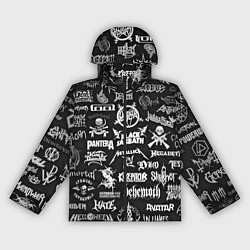 Ветровка с капюшоном женская ЛОГОТИПЫ МЕТАЛ ГРУПП METAL BANDS LOGO, цвет: 3D-черный