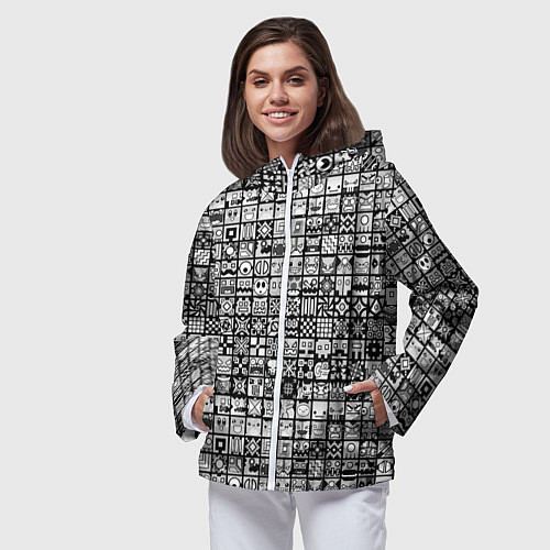 Женская ветровка Geometry Dash: BW Pattern / 3D-Белый – фото 3