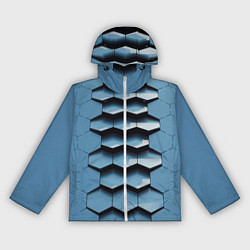 Ветровка с капюшоном женская Соты узор авангард, цвет: 3D-белый