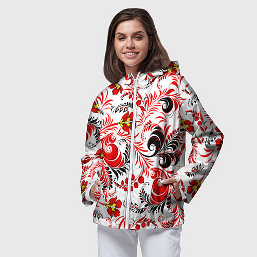 Женская ветровка Русская национальная роспись / 3D-Белый – фото 3
