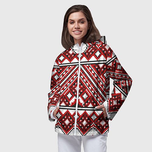 Женская ветровка Русский узор, геометрическая вышивка / 3D-Белый – фото 3