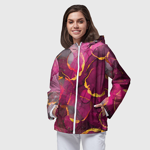 Женская ветровка Малиновое вино / 3D-Белый – фото 3