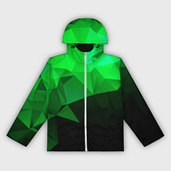 Ветровка с капюшоном женская Изумрудный Зеленый Геометрия, цвет: 3D-белый