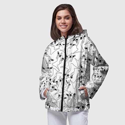 Женская ветровка KIZARU HAUNTED GHOST ПАТТЕРН ЧЁРНО БЕЛЫЙ / 3D-Черный – фото 3