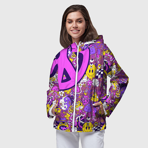 Женская ветровка Психоделика Существа Знаки / 3D-Белый – фото 3