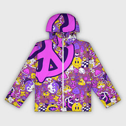 Ветровка с капюшоном женская Психоделика Существа Знаки, цвет: 3D-белый