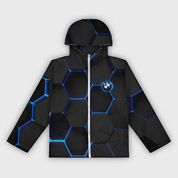 Ветровка с капюшоном женская BMW blue neon theme, цвет: 3D-белый