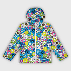 Ветровка с капюшоном женская Takashi Murakami Улыбающиеся цветы, цвет: 3D-белый