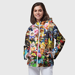Ветровка с капюшоном женская SUPER SMASH BROS ГЕРОИ ИГРЫ, цвет: 3D-белый — фото 2