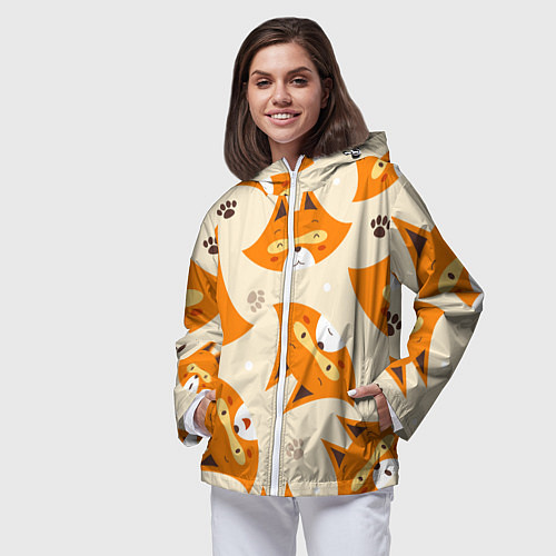 Женская ветровка ЛИСА ПАТТЕРН УЗОР / 3D-Белый – фото 3