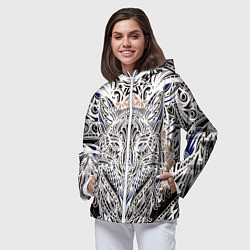 Ветровка с капюшоном женская БЕЛАЯ ЭТНИЧЕСКА ЛИСА WHITE FOX, цвет: 3D-белый — фото 2