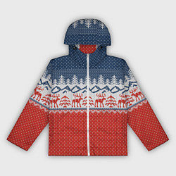 Ветровка с капюшоном женская ВЯЗАНЫЙ УЗОР С ОЛЕНЯМИ, цвет: 3D-белый