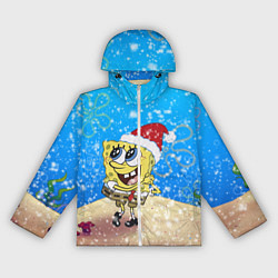 Ветровка с капюшоном женская НОВОГОДНИЙ ГУБКА БОБ КВАДРАТНЫЕ ШТАНЫ, цвет: 3D-белый