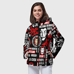 Ветровка с капюшоном женская БУМАЖНЫЙ ДОМ ЛОГОБОМБИНГ LA CASA DE PAPEL, цвет: 3D-черный — фото 2