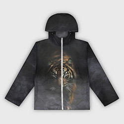 Ветровка с капюшоном женская Тигр в тумане, цвет: 3D-белый