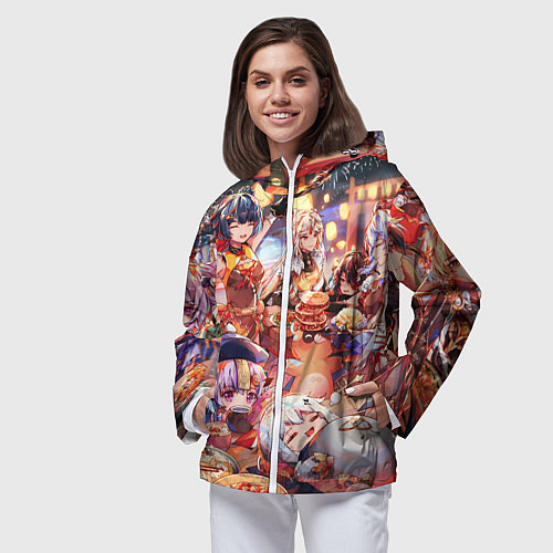 Женская ветровка Новый год в геншин импакте все герои / 3D-Белый – фото 3