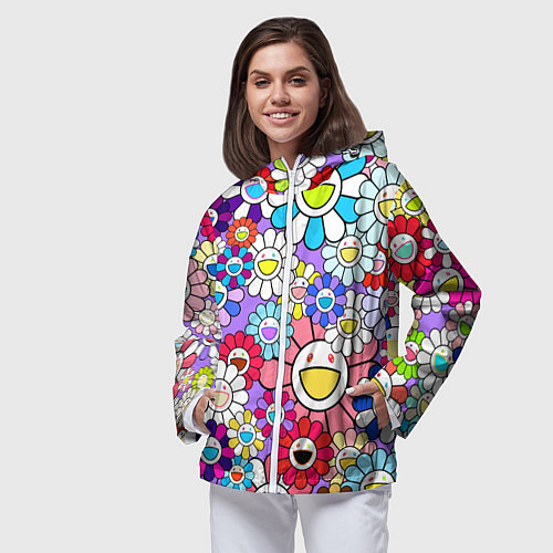 Женская ветровка Цветы Takashi Murakami / 3D-Белый – фото 3