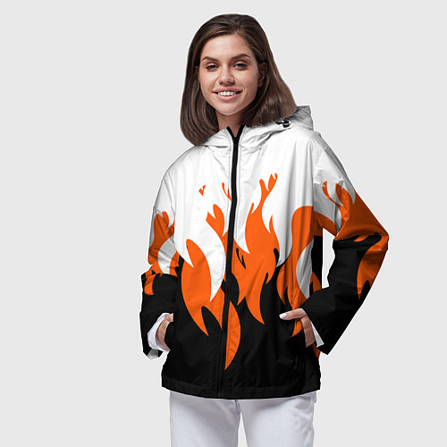 Женская ветровка Оранжевый Огонь / 3D-Черный – фото 3