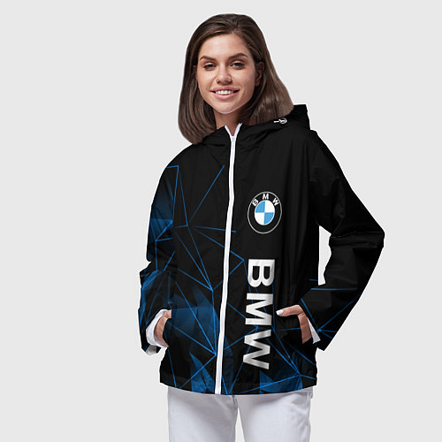 Женская ветровка BMW, БМВ ГЕОМЕТРИЯ ПОЛОСЫ / 3D-Белый – фото 3