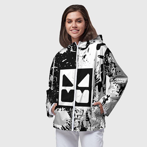 Женская ветровка GEOMETRY DASH BLACK & WHITE SMILE / 3D-Белый – фото 3