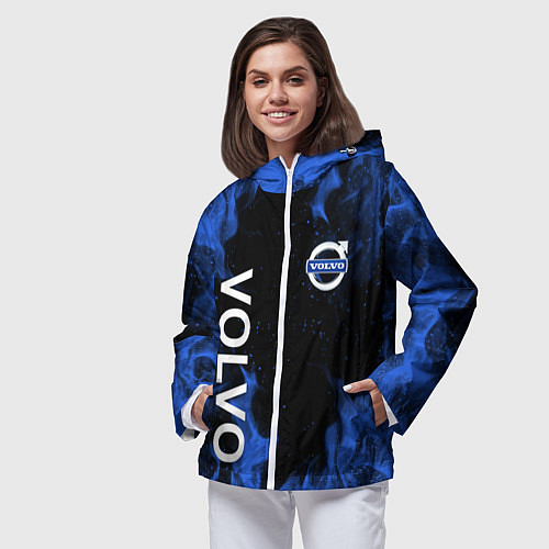 Женская ветровка VOLVO, ВОЛЬВО СИНИЙ ОГОНЬ / 3D-Белый – фото 3