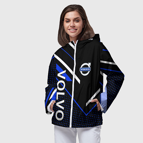 Женская ветровка VOLVO, ВОЛЬВО ГЕОМЕТРИЯ / 3D-Белый – фото 3