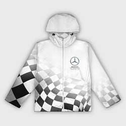Ветровка с капюшоном женская MERCEDES, МЕРСЕДЕС СПОРТ, ФИНИШНЫЙ ФЛАГ, ФОРМУЛА 1, цвет: 3D-белый