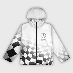 Ветровка с капюшоном женская MERCEDES, МЕРСЕДЕС СПОРТ, ФИНИШНЫЙ ФЛАГ, ФОРМУЛА 1, цвет: 3D-черный