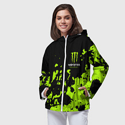 Ветровка с капюшоном женская Monster Energy green, цвет: 3D-белый — фото 2