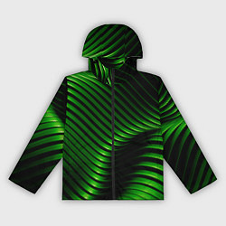 Ветровка с капюшоном женская Волны изумрудного металла, цвет: 3D-черный
