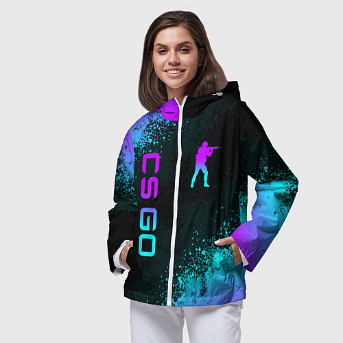Женская ветровка CS GO NEON SYMBOL STYLE SKIN КС ГО НЕОН / 3D-Белый – фото 3