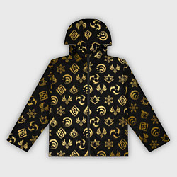 Ветровка с капюшоном женская GOLDEN GENSHIN IMPACT PATTERN ЗОЛОТО ГЕНШИН ИМПАКТ, цвет: 3D-черный