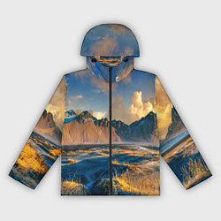 Ветровка с капюшоном женская Красивый горный пейзаж, цвет: 3D-черный