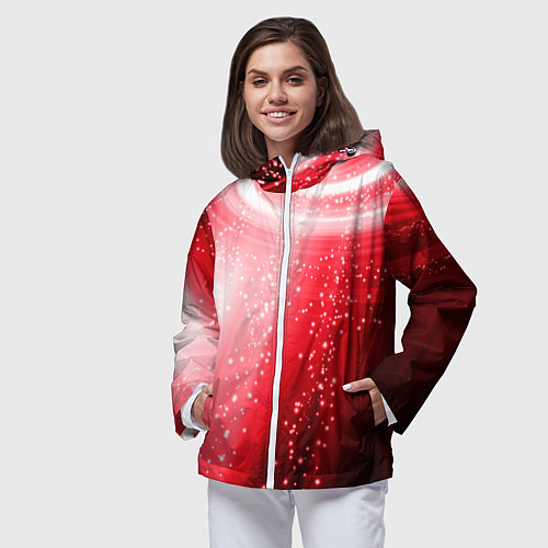 Женская ветровка Красная космическая спираль / 3D-Белый – фото 3