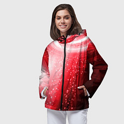 Ветровка с капюшоном женская Красная космическая спираль, цвет: 3D-черный — фото 2