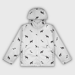 Ветровка с капюшоном женская Черно-белые собачки паттерн, цвет: 3D-белый